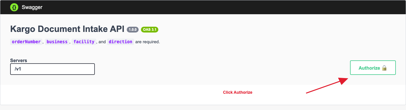 Swagger Authorize button